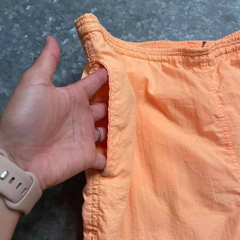Vintage Surf Gear Neon Orange Nylon Shorts Mens Medium 32 / 34 Retro Surfing 90s